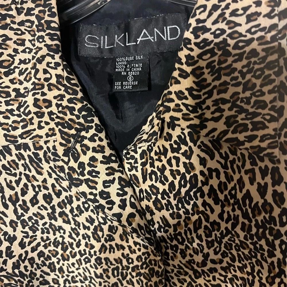 Vintage Leopard Print Silk Button Up Jacket Blazer 90s Y2K Animal Print – Size 6